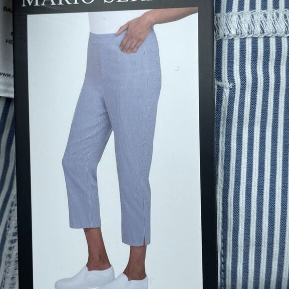 Mario Serrani Italy Womens Striped Cropped Pants XXL Slim Fit a1526 - Picture 3 of 7